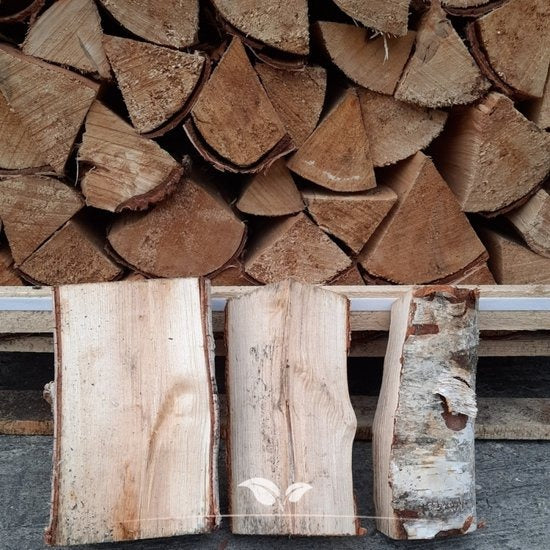 Berken haardhout – 2 halve pallets van 1,0 m³ – Ovengedroogd en direct stookklaar