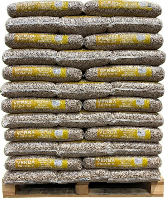 Verba Premium Houtpellets – 65 zakken (975 kg) – 100% naaldhout – ENplus A1 & DINplus