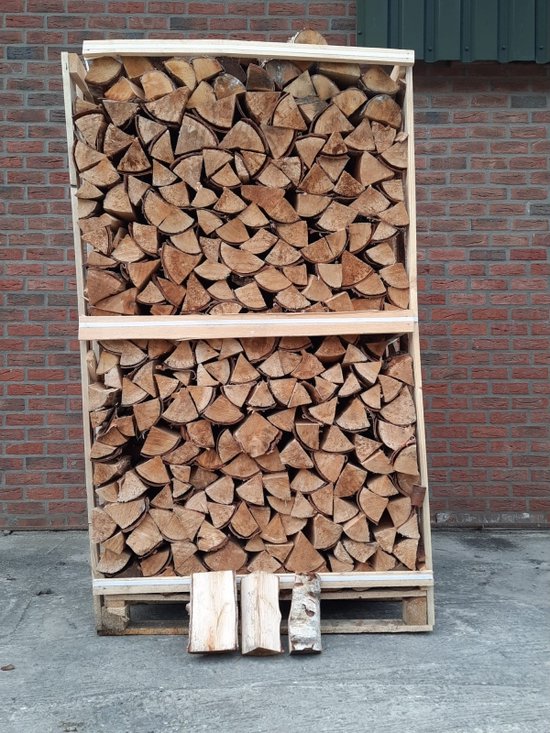 Berken haardhout – 4 XXL pallets van 2,0 m³ – Ovengedroogd – Direct stookklaar