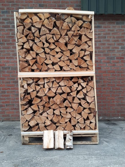 Berken haardhout – 4 XXL pallets van 2,0 m³ – Ovengedroogd – Direct stookklaar